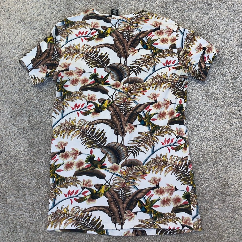 H&M White & Brown Bird Shirt size XS - Picture 8 of 9